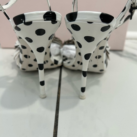 Sophia Webster Black and White Heels with Floral Accents